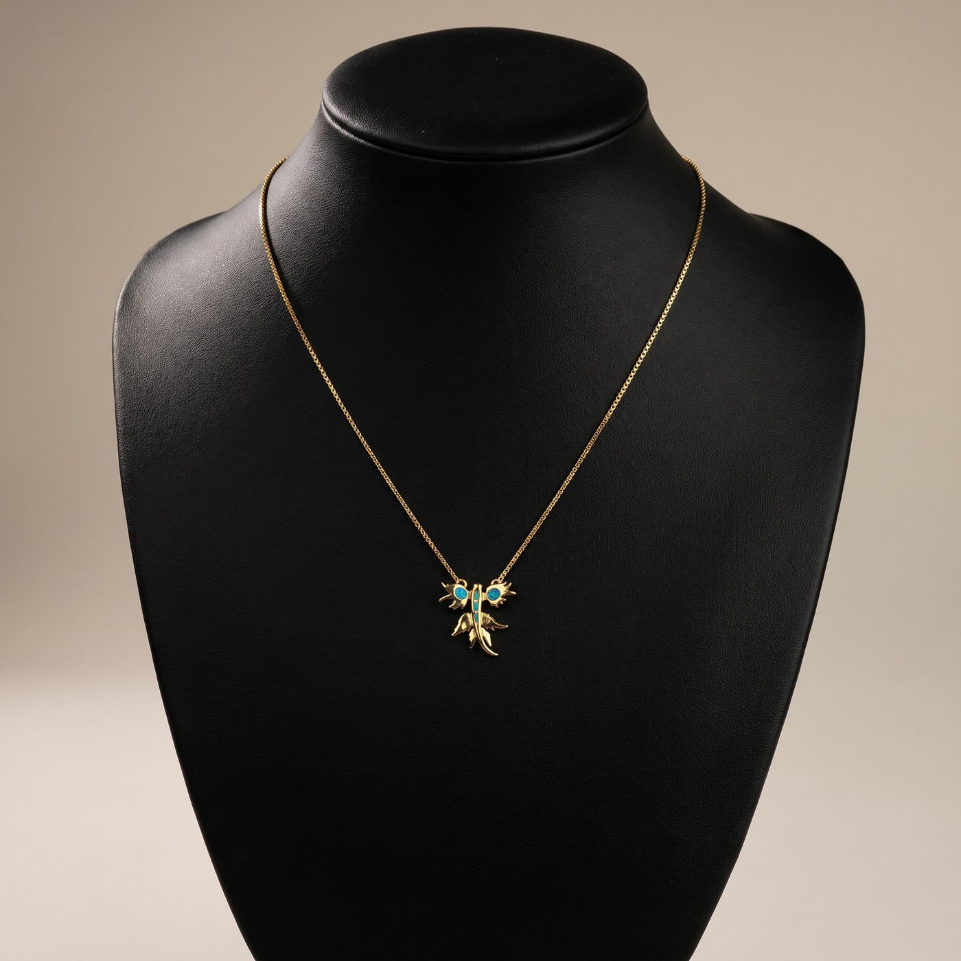 Opal and Gold Dragon Necklace pendant in gold with bello opal