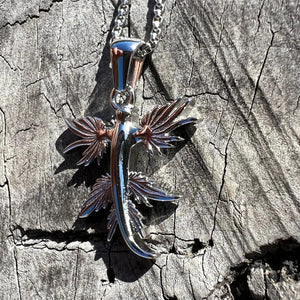 Silver Blue Dragon Necklace