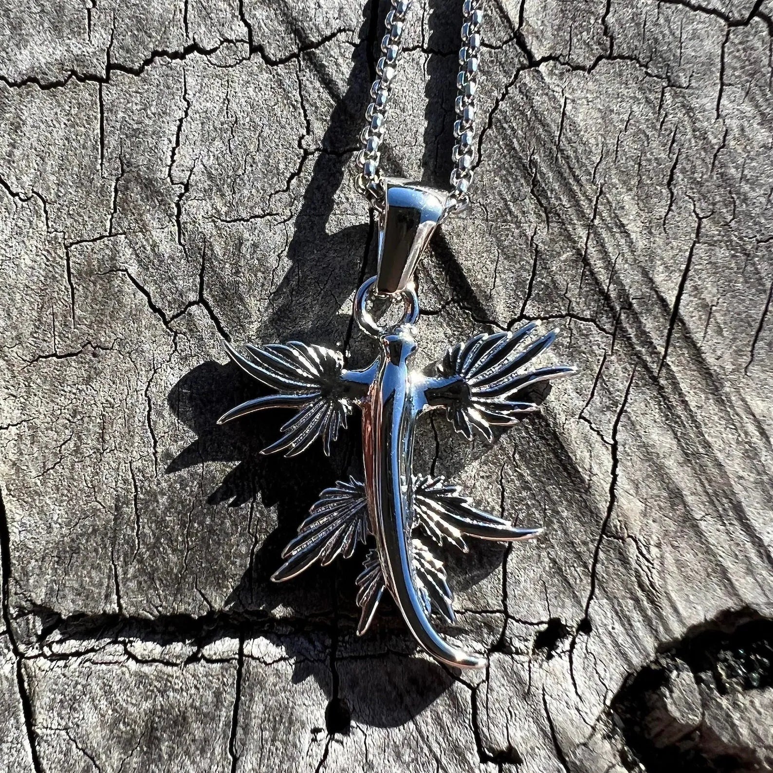 Silver Blue Dragon Necklace