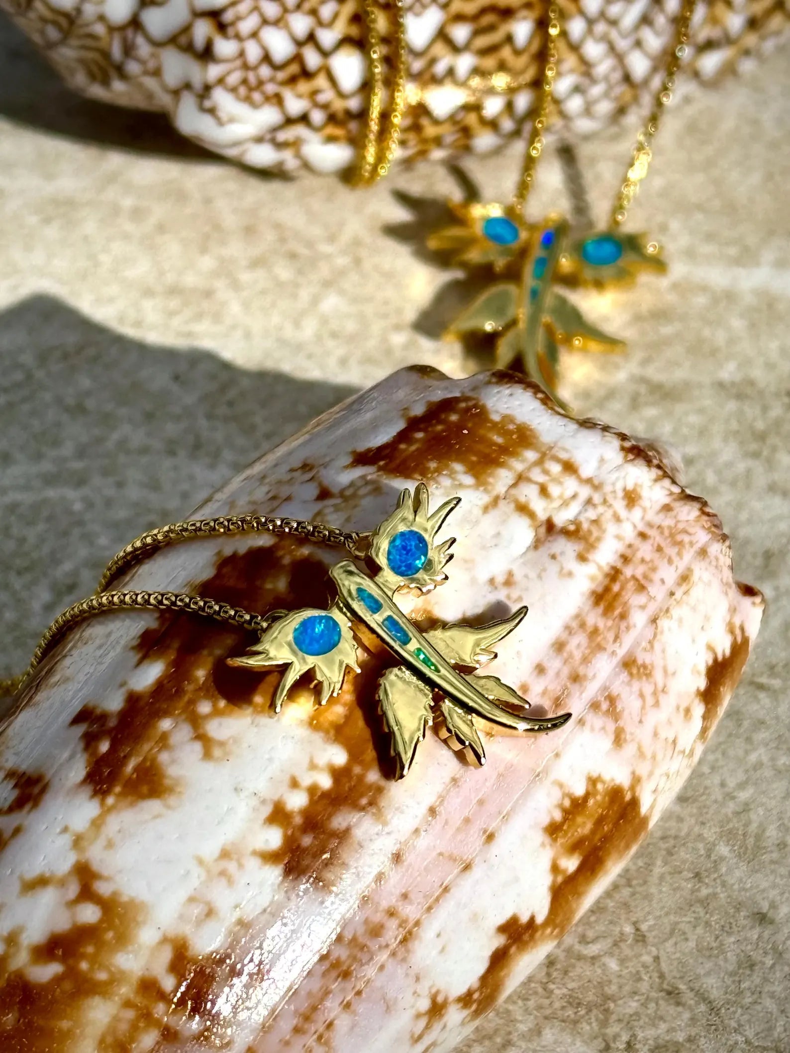 Golden Blue Dragon Opal Necklace